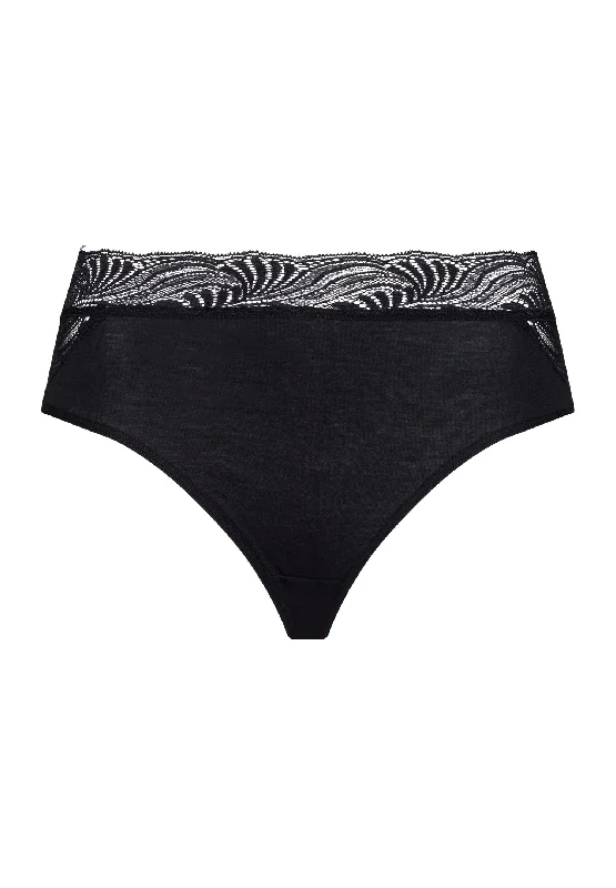 Cotton Delight Lace-Trim Cotton Hi-Cut Brief | Black 71835-019