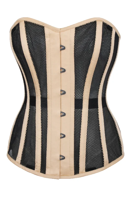 Beige Mesh Waist Taming Overbust Corset