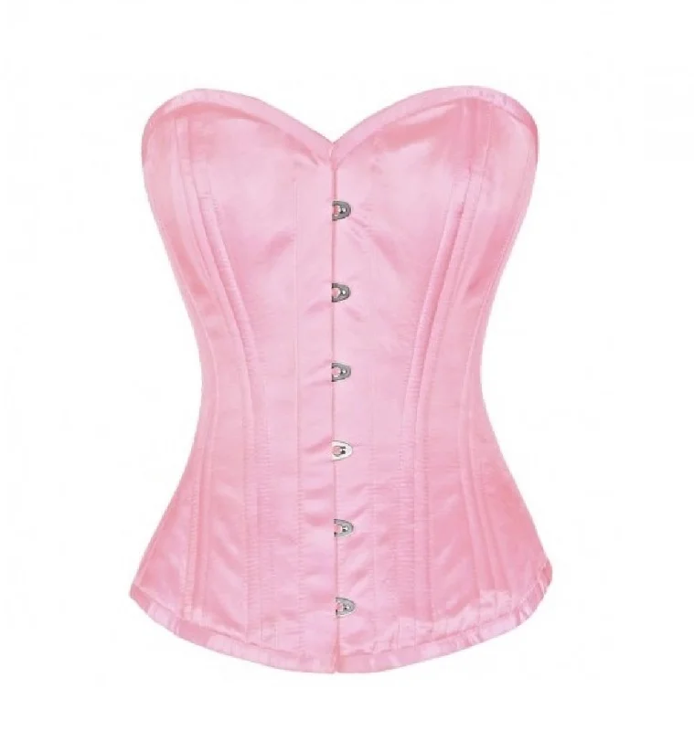 Pink Satin Double Bone Gothic Burlesque Overbust Corset Top