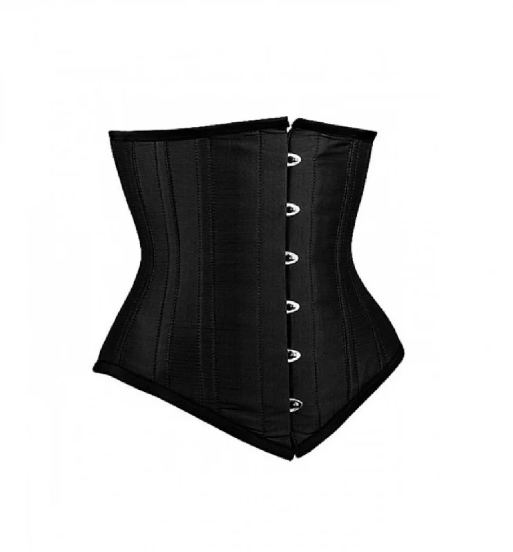 Black Satin Gothic Burlesque Costume LONG Underbust Corset Waist Training