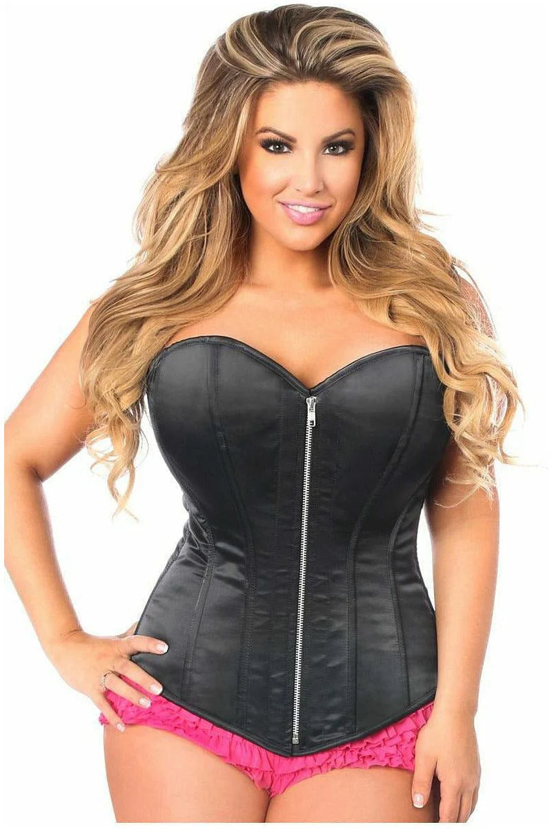 Black Satin Steel Boned Corset