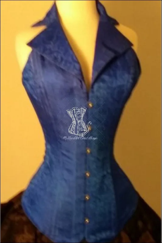 Ms. Martha Silk Overbust Corsevest - Blue