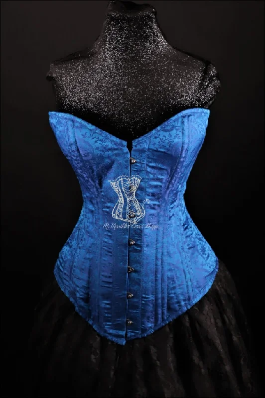 Ms. Martha Silk Overbust Corset - Blue