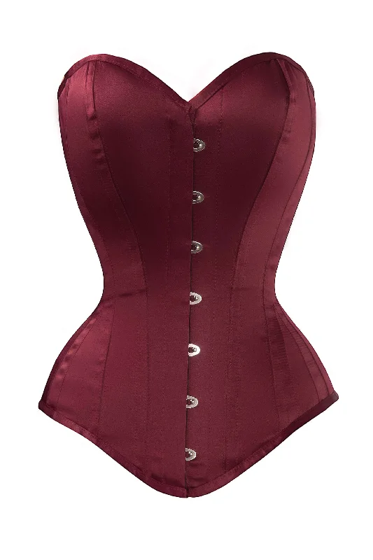 Burgundy Matt Satin Longline Waist Taming Overbust