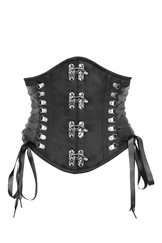 Codina Black Steampunk Waspie With Side Ribbon Detail