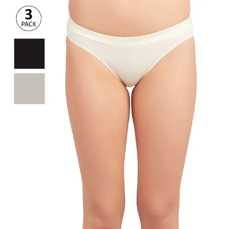 Cotton Solid Satin Panelled Panty Combo (PACK OF 3) CP-1103