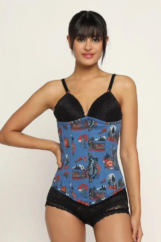 Halloween  printed waist reducing longlined underbust corset