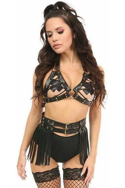 Faux Leather Lace-Up Bra Top