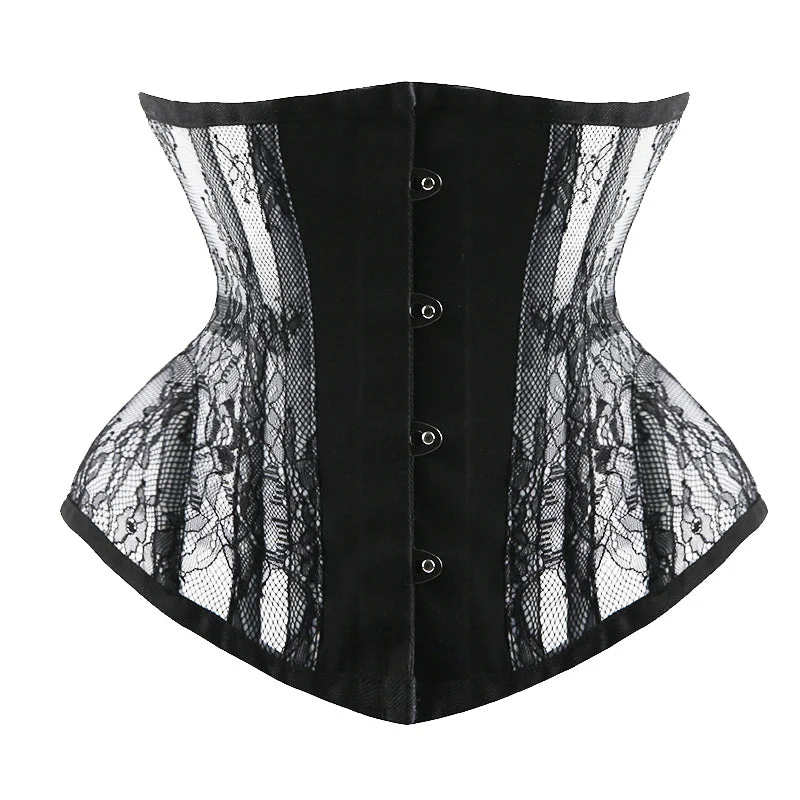 Floral Renaissance Black Corset, Victorian Vintage Goth Corset,