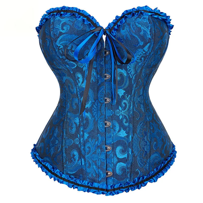 Floral Renaissance Overbust Corset, Medieval Steampunk Bustier Corset