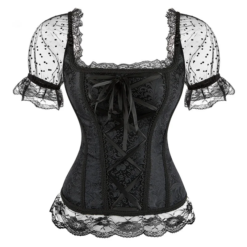 Floral Renaissnace Lace Corset, Medieval Goth Overbust Corset,