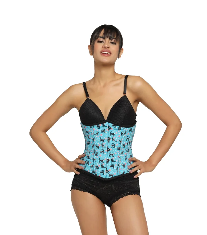 Cat printed waist reducing  underbust corset