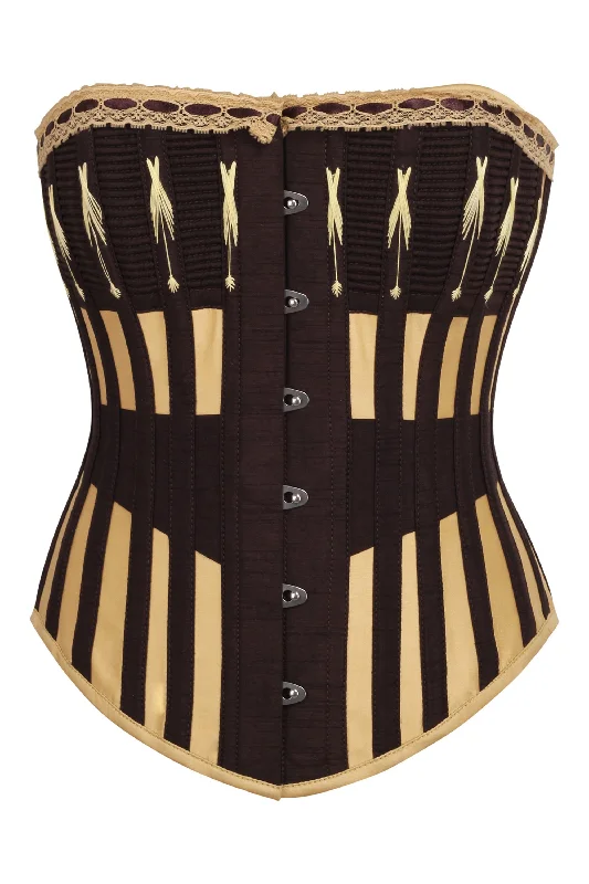 Gold and Brown Overbust Corset with Flossing