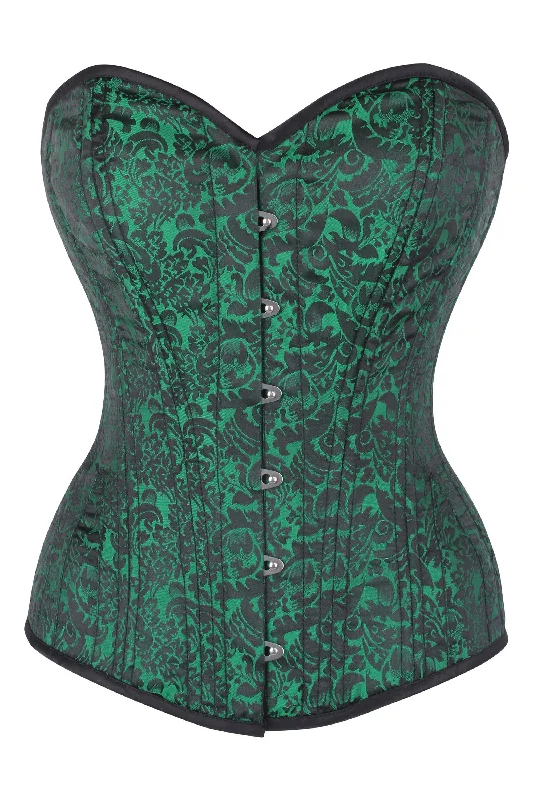 Green Brocade Expert Waist Training Overbust Corset