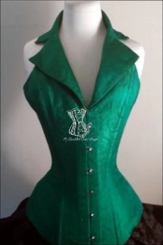 Ms. Martha Silk Overbust Corsevest - Green