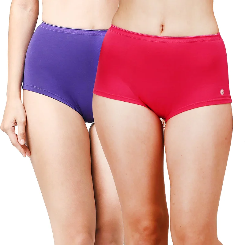 High Rise Full Coverage Cotton Spandex Boyshorts (Pack of 2) - 2BS-25