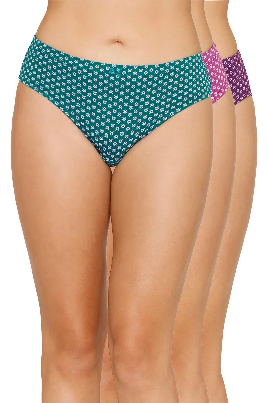 Inner Elastic Printed Mid Rise Bikini Panty (Pack of 3)