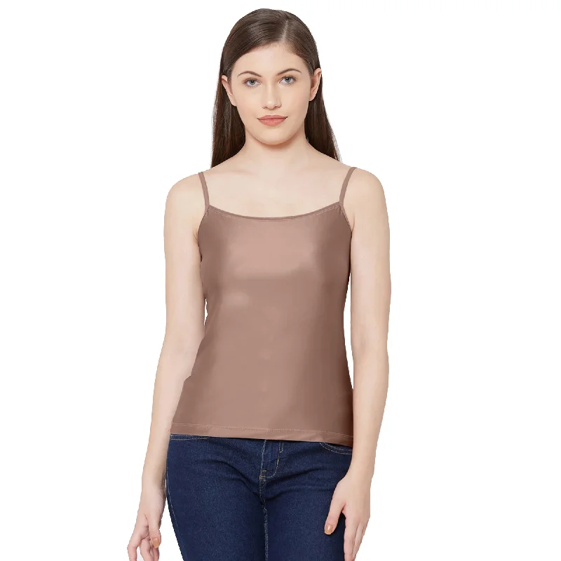 JSC-855 Light Nylon Spandex Camisole-Chocolate Brown