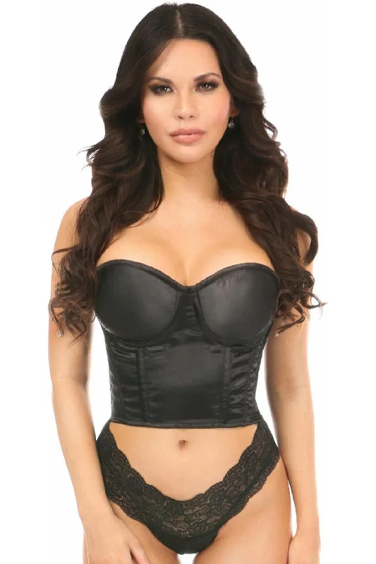 Lavish Black Satin Underwire Bustier