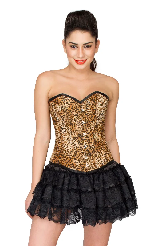 Leopard Animal Print Polyester Waist Cincher Overbust Women Corset Top