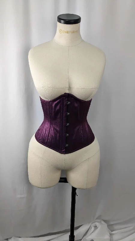 Liquid Purple Satin Steel Boned Low Curve Mid Hip Underbust Corset