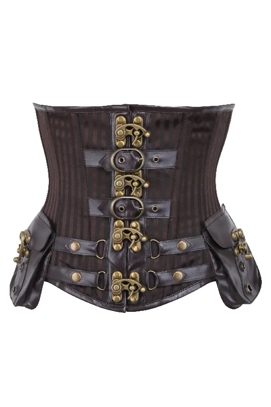 Malard Coffee Brown Striped Pirate Underbust Corset