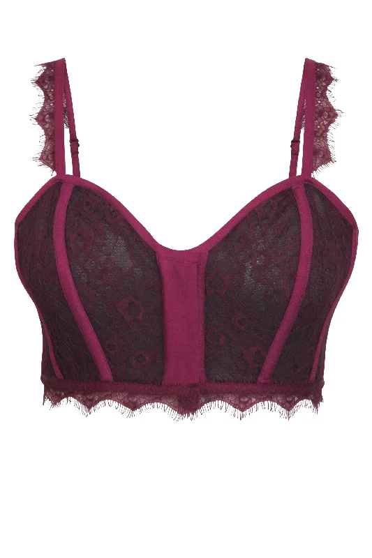 Marjorie Potent Purple Viscose and Lace Corseted Bralette