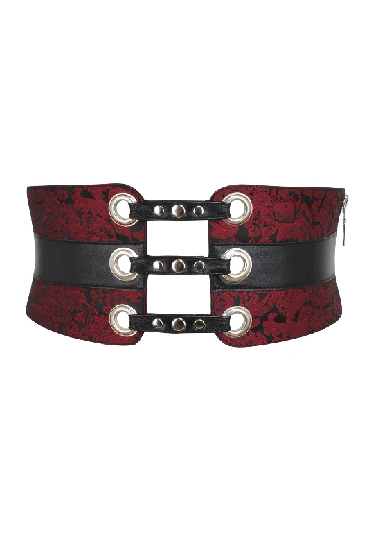 Maroon Brocade Corset Inspired Belt