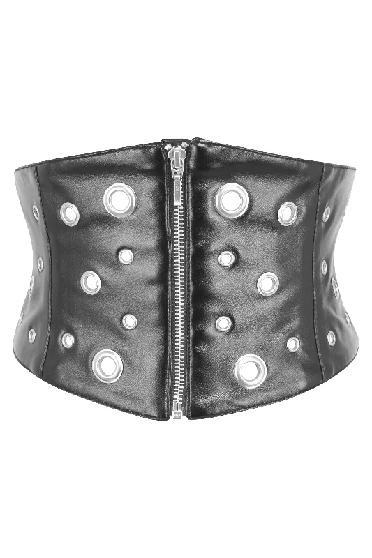 Matt Black PVC Corset Inspired Belt