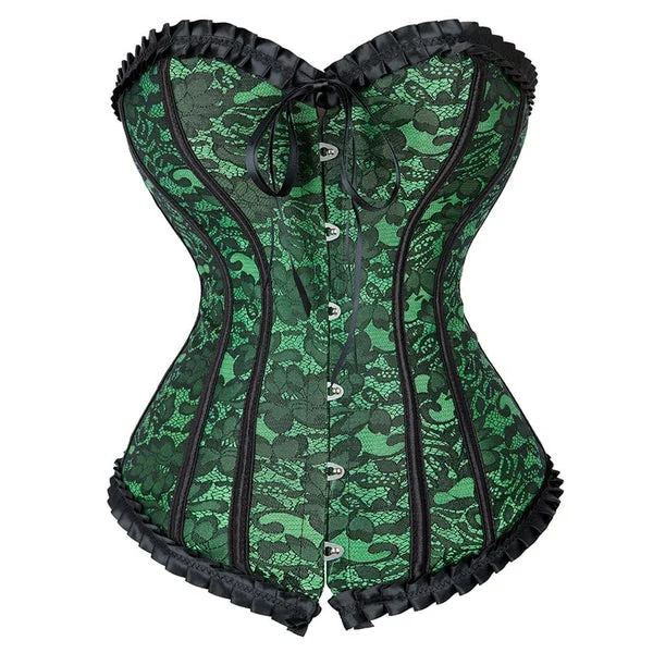 Medieval Overbust Floral Corset, Renaissance Goth Lace up Corset,