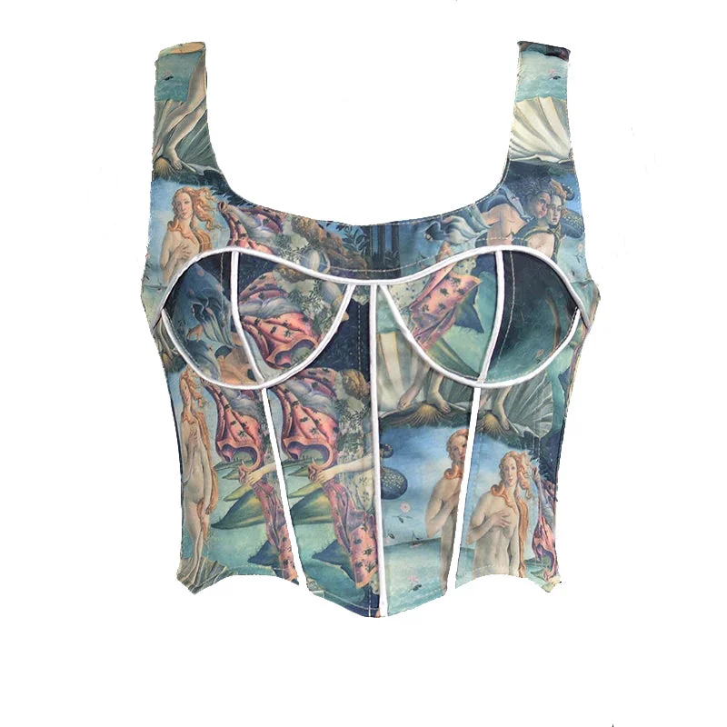 Medieval Overbust Tapestry Corset, Fairy Renaissance Vintage Corset,