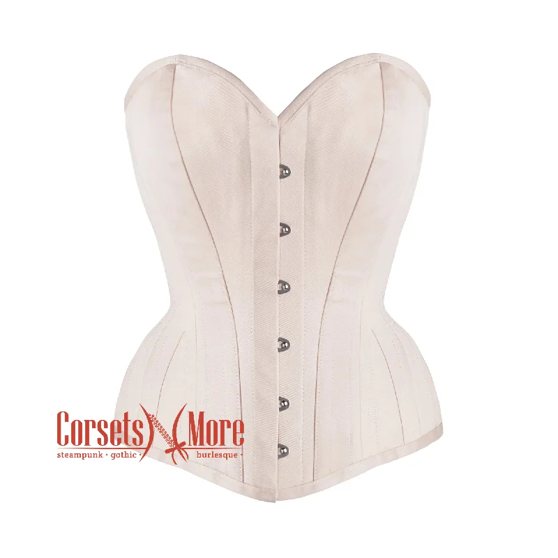 Nude Color Cotton Waist Training Corset Gothic Overbust Bustier Top