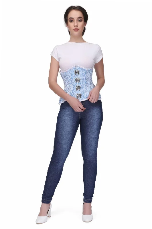 Olina Turquise Authentic Steel Boned Jacquard Underbust Waist Training Corset