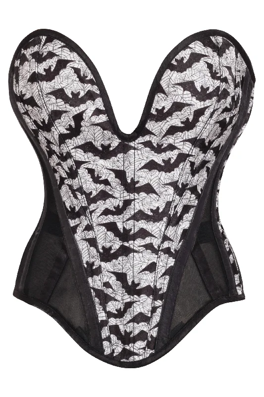 Plunge Sweetheart Bat Print Corset