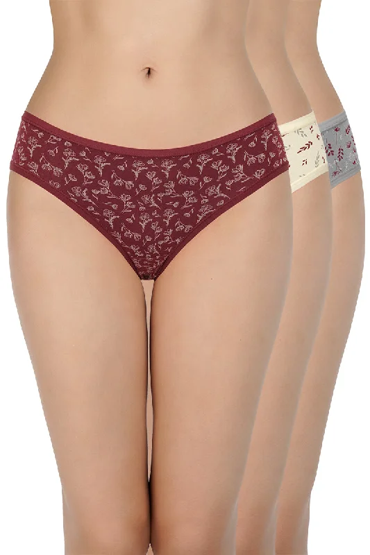 Printed Mid Rise Bikini Panty (Pack of 3)