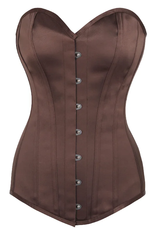 Ramona Brown Satin Longline Overbust Corset