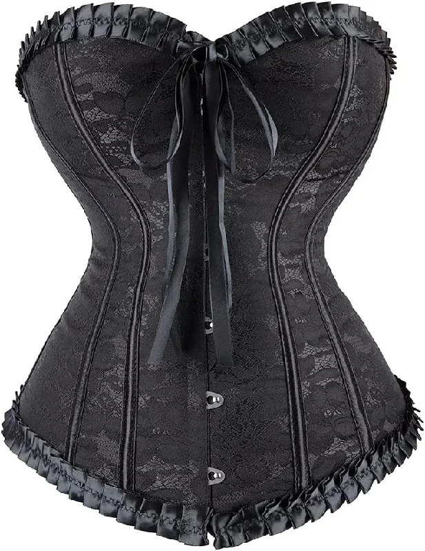 Renaissance Overbust Lace up Corset, Medieval Gothic Black Corset, Victorian Vintage Corset for Ren Faire