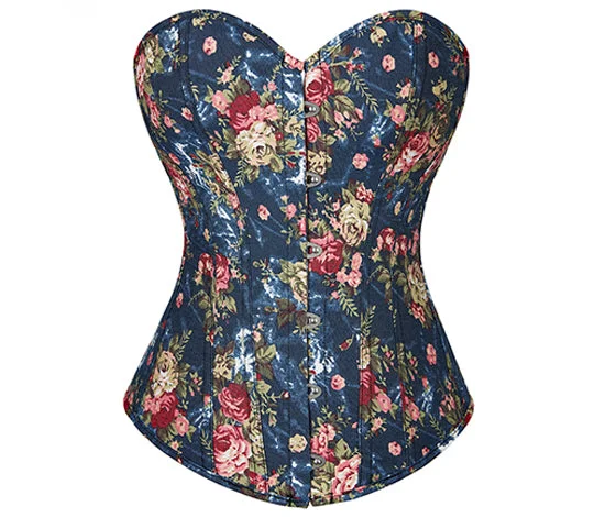 Renaissance Victorian Vintage Corset, Fairy Floral Overbust Corset,