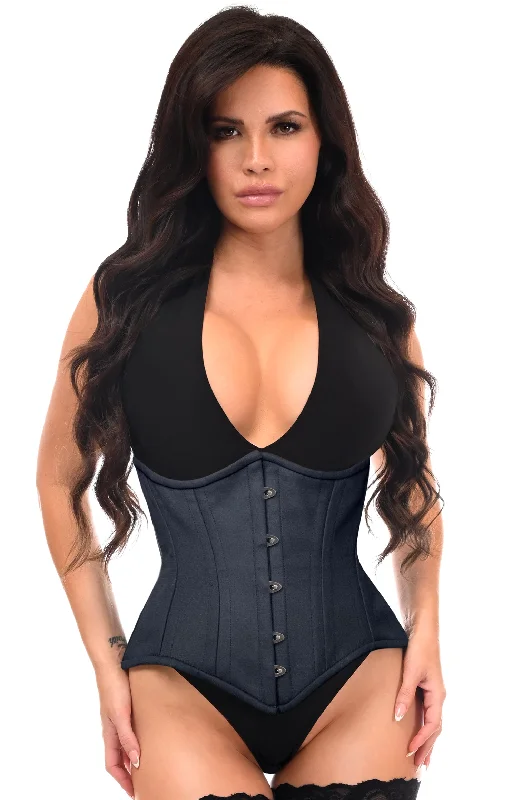 Top Drawer Black Cotton Double Steel Boned Waist Training Corset Cincher