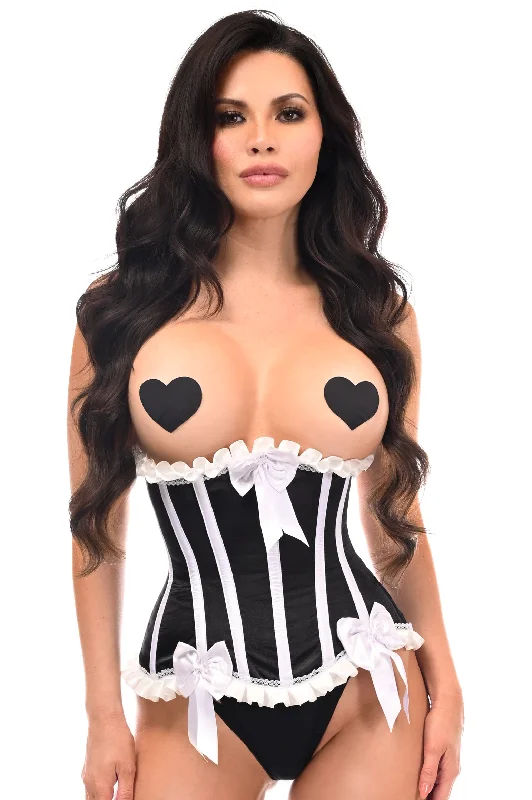 Top Drawer Black/White Steel Boned Burlesque Underbust Corset Waist Cincher