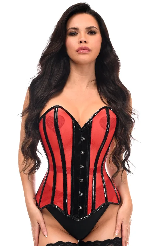 Top Drawer Red Mesh Net w/Patent Steel Boned Overbust Corset