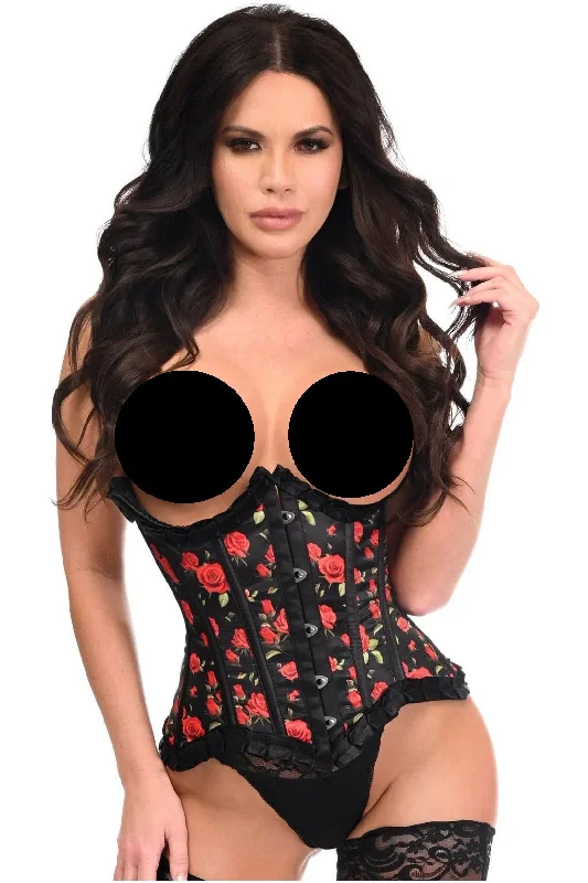 Top Drawer Rosed Printed Steel Boned Underbust Corset