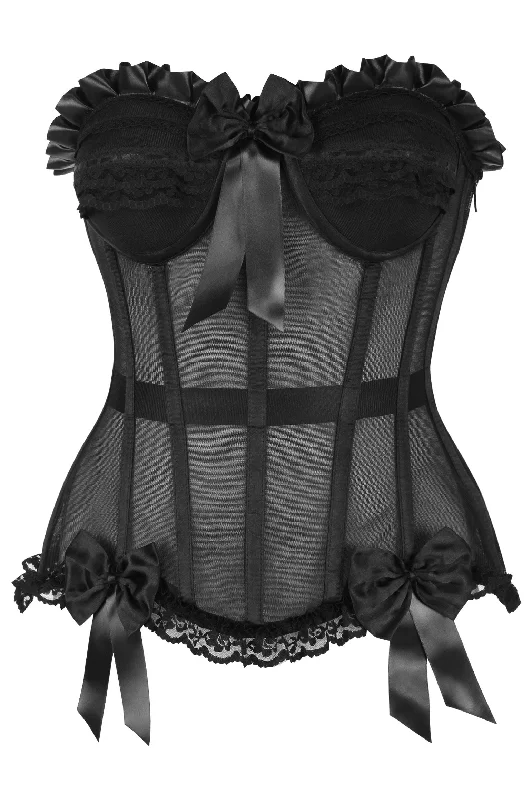 Top Drawer Steel Boned Black Mesh Underwire Bustier Corset