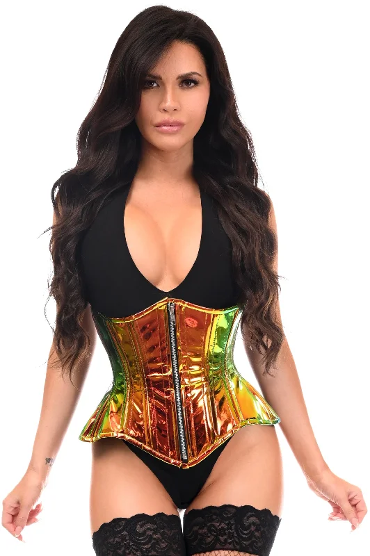 Top Drawer Sunset Holo Double Steel Boned Underbust Waist Cincher Corset