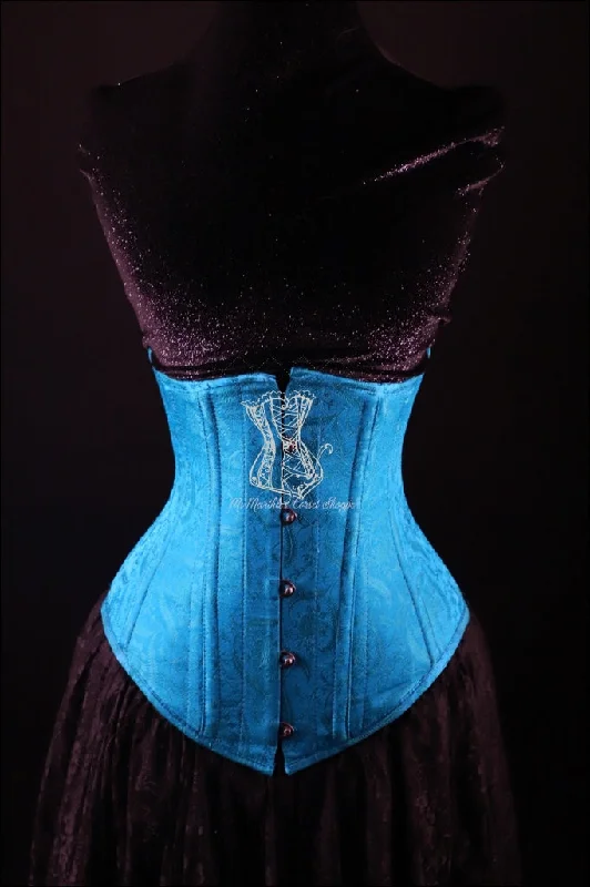 Ms. Martha Silk Underbust Cincher - Turquoise