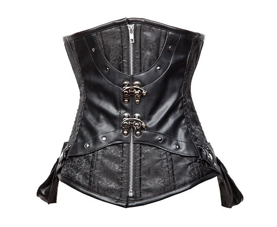 Unique Underbust Black Corset, Steampunk Gothic Pirate Corset, Medieval Retro Corset for Womens