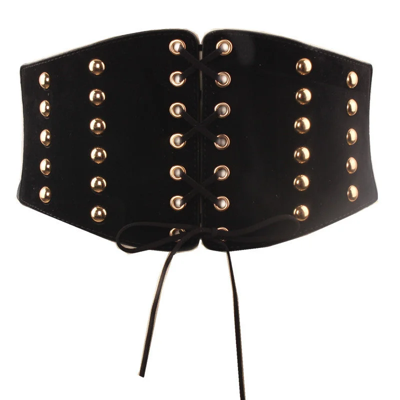 Unique Underbust Black Corset, Wide Waist Elastic Corset Belt,