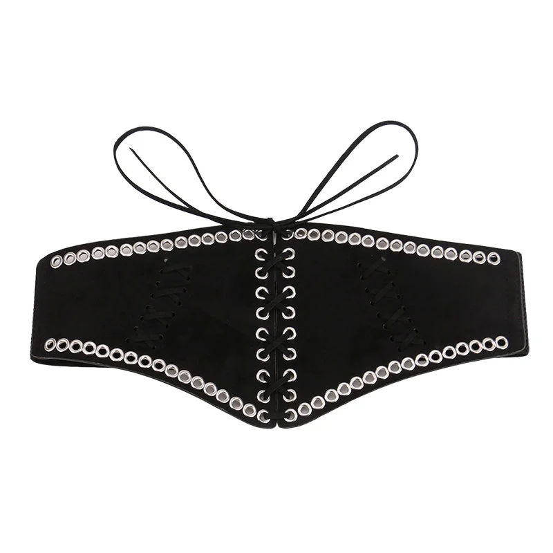 Unique Underbust Lace up Corset,Wide Waist Elastic Corset Belt,