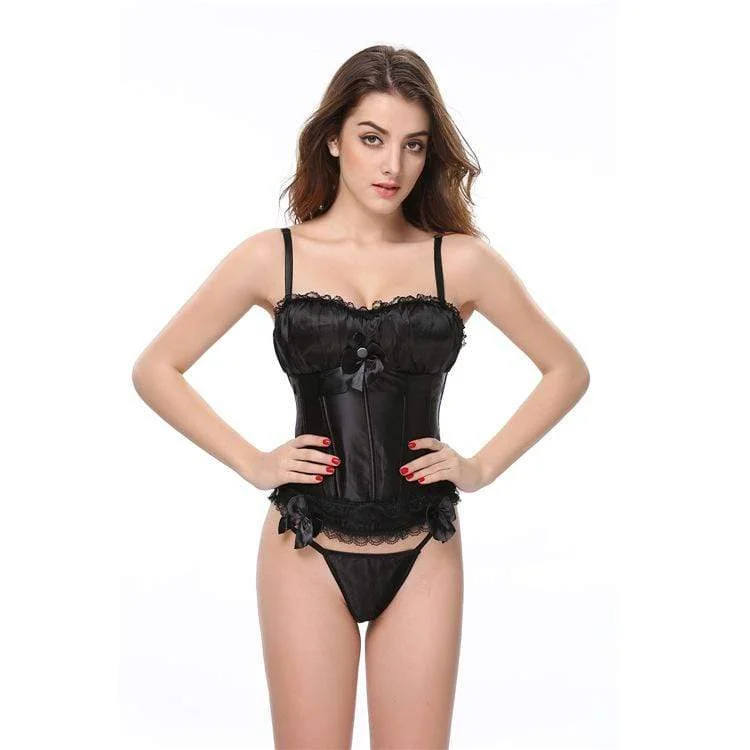 Women's Gothic Bowknot Satin Overbust Corsets