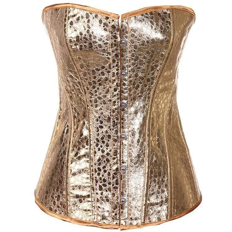 Women's Gothic Pure Color Overbust Corsets Golden